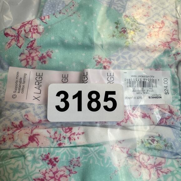 SO Ruched Front Tank Top Juniors Size XL Blue Flower Print - Picture 8 of 8